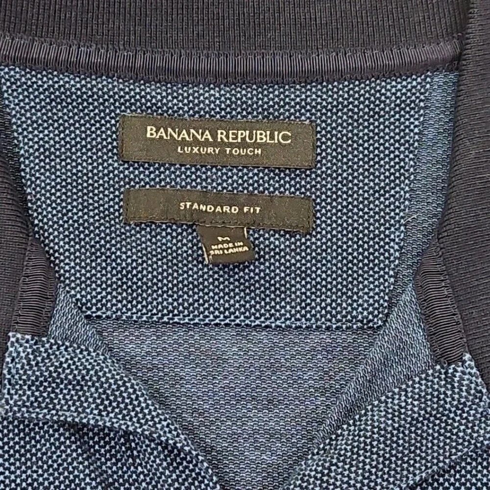 Banana Republic Luxury Touch Polo Tennis Golf Shirt‎ Men's M Medium Blue EUC LN